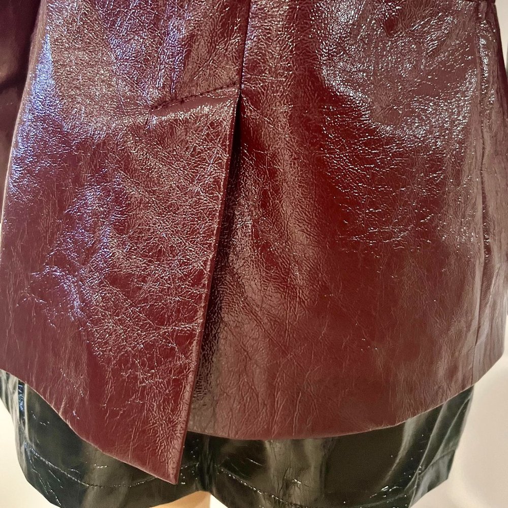 LNA Faux-leather crinkle jacket in wine - Picture 12 of 15